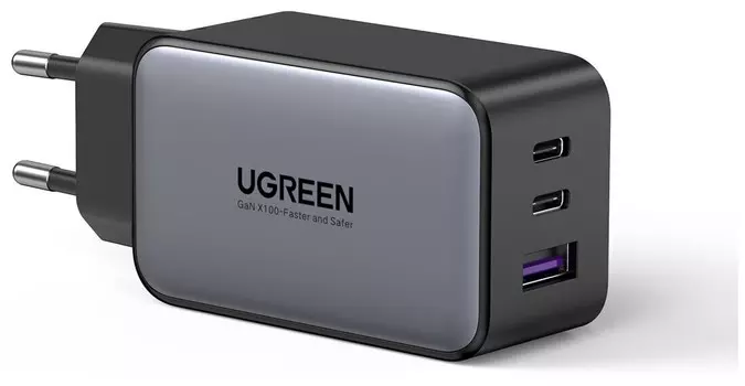 Сетевое зарядное устройство Ugreen USB-A+2USB-C 65W GaN Tech Fast Charger CD244 Black (10335)