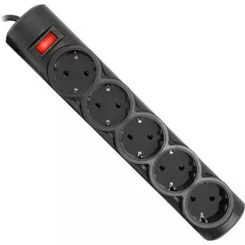 Сетевой фильтр Defender ES 1.8м, 5 розеток, черный (99484)