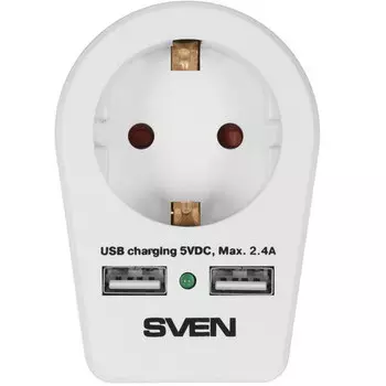 Сетевой фильтр Sven SF-S1U (1 евро розетка,2 USB) белый