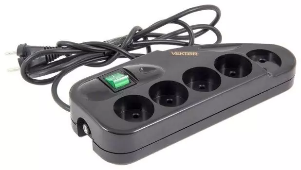 Сетевой фильтр Vektor Lite 5роз. б/з 1,8м черный