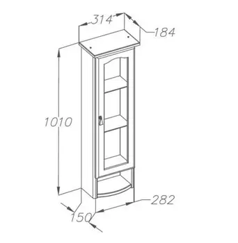 Шкаф подвесной Opadiris Риспекто слоновая кость, подвесной, 1-створч., левый (00-00006079)