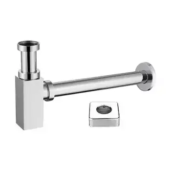 Сифон Azario G 1 1/4 хром, латунь, квадрат, для умывальника (AZ-109-CHR)