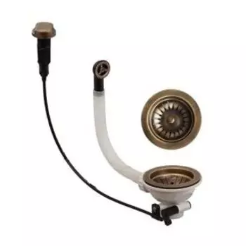 Сифон Florentina 2670-F Выпуск 1 чаша d90 с переливом и клапан-автоматом античная латунь