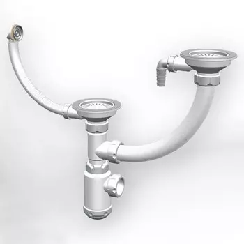 Сифон Granula GRAND 3 1/2 с круглым переливом и винтом и отводом металл (341-11-24/СФ-0005)