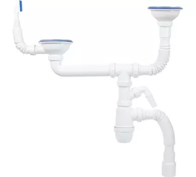 Сифон Iddis Kitchen Line для двойной мойки с выпуском 3 1/2 с переливом и отводом (S21UPS0i84)