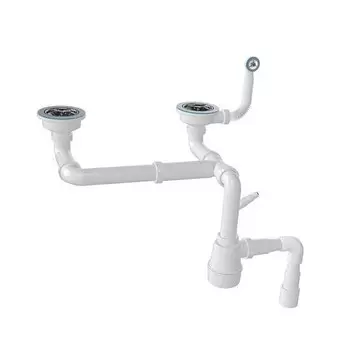 Сифон Nova NV1196 для двойной мойки с отводом для стиральной машины