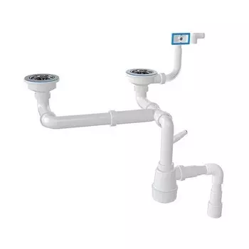 Сифон Nova NV1197 для двойной мойки с отводом для стиральной машины