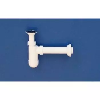 Сифон SANIT 609/1 для раковины, пластик, бутылочный, из нерж. стали D63мм и пробкой, 1 1/4", в компл. со слив. патрубком и фланцем D40, дл. 200мм. (31.002.00..0000)