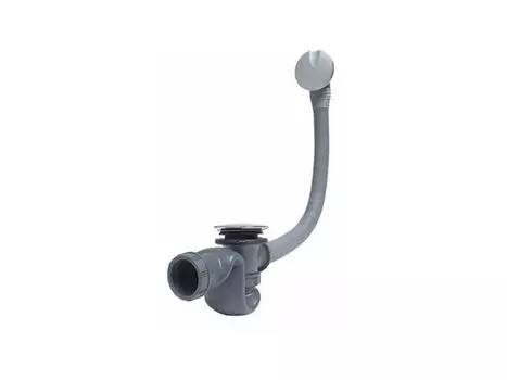 Сифон Wirquin SB600 автомат для ванны, компактный, слив 62 л/мин, защита троса, самоцентр. прокладка, вентиль и клапан латунь, хром (30717569)