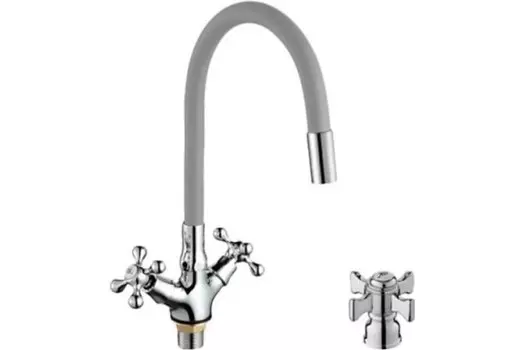 Смеситель для кухни D-Lin D153807-2 хром/серый