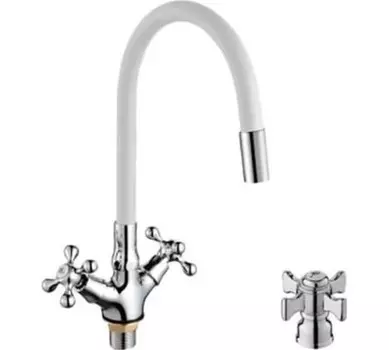 Смеситель для кухни D-Lin D153807-3 хром/белый