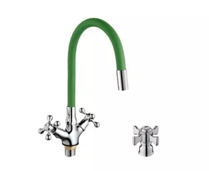Смеситель для кухни D-Lin D153807-5 хром/зеленый