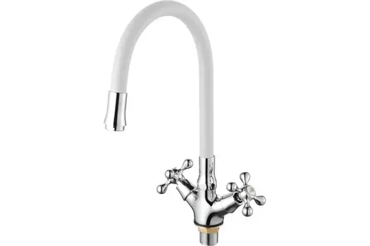 Смеситель для кухни D-Lin D153810-3 хром/белый