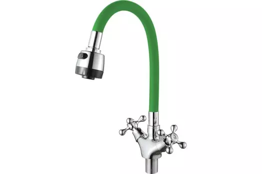 Смеситель для кухни D-Lin D153810-5T хром/зеленый