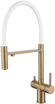 Смеситель для кухни Shevanik S178G золотой сатин/белый