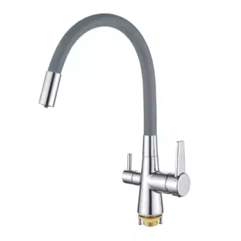 Смеситель для кухни Shevanik S668 хром/серый