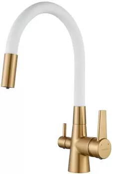 Смеситель для кухни Shevanik S668G золотой сатин/белый
