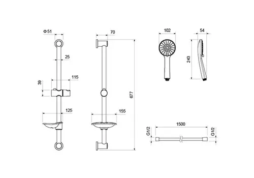 Смеситель для ванны Aquatek БЕТТА AQ1132MB (Set 2в1 AQ1160MB+AQ2013MB)