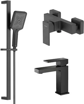 Смеситель для ванны Aquatek ЛИБРА AQ1631MB (Set 3в1 AQ1610MB+AQ1660MB+AQ2019MB)