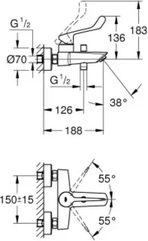 Смеситель для ванны Grohe Eurosmart 25243003