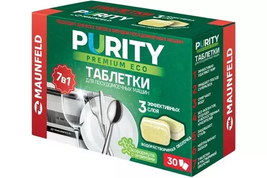 Средство для мытья посуды Maunfeld Purity Premium ECO all in 1 MDT30PE (30шт)