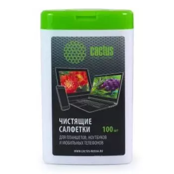 Средство для ухода за техникой Cactus CS-T1005 100шт (туба) Салфетки для планшетов и смартфонов
