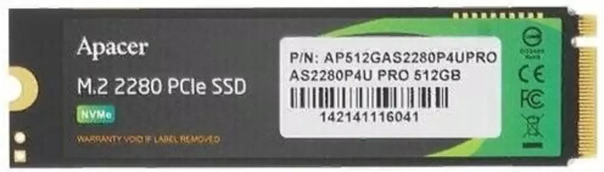 SSD накопитель Apacer M.2 PCIE 512GB (AP512GAS2280P4UPRO-1)