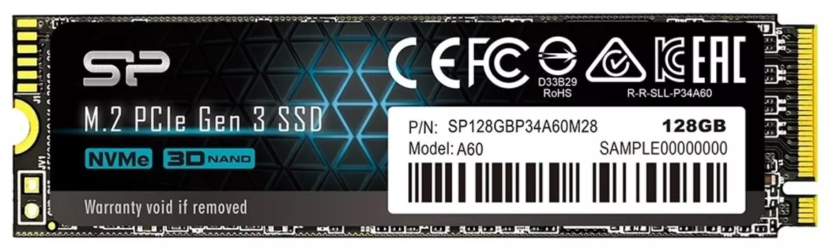 SSD накопитель Silicon Power M-Series 128ГБ M.2 2280 (SP128GBP34A60M28)