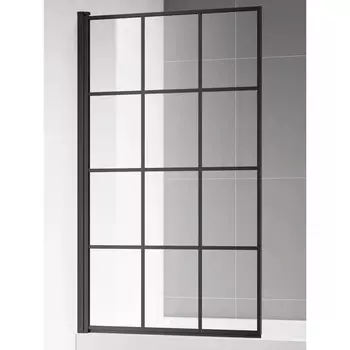 Стеклянная шторка для ванны Aquame AQM2858-L (800х1400 профиль матовый черный)