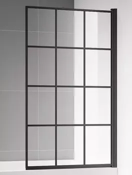 Стеклянная шторка для ванны Aquame AQM2858-R (800х1400 профиль матовый черный)
