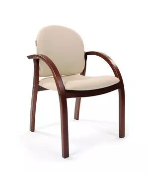 Стул Chairman 659 Терра 101 кож.зам, бежевый матовый/темный орех