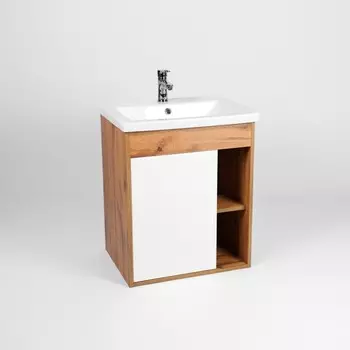 Тумба Viant Бостон 60 дуб вотан/белый 1дв (под раковину COMO 60) (VBOS60CO-T1STP)