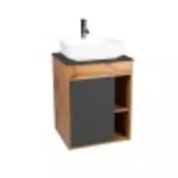 Тумба Viant Бостон 65 графит дуб вотан/белый 1дв со столешницей L65 (под раковину Moduo 5) (VBOS65NG-T1ST)