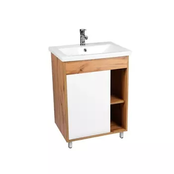 Тумба Viant БОСТОН 70 1 дв., дуб вотан/белый (под раковину COMO 70) (VBOS70CO-T1ST)