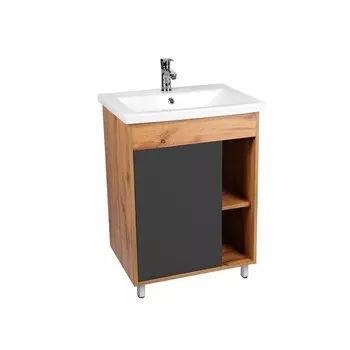 Тумба Viant БОСТОН 70 1дв., графит/дуб вотан (под раковину COMO 70) (VBOS70COG-T1ST)