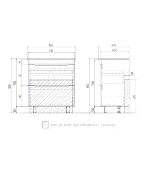 Тумба VIGO Grani 75-0-2 напольная, 2 ящ. (под раковину Оскар 75) (tn.GRI.OSK.75.2Y)