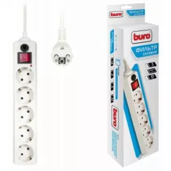 Сетевой фильтр Buro 500SH-5-W 5м, 5 розеток, белый