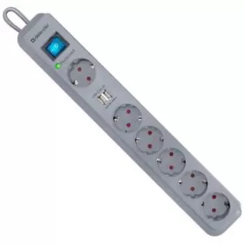 Удлинитель Defender DFS 501 (2м, 6 роз) ( 99051)