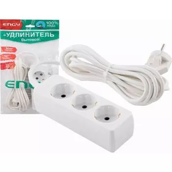 Удлинитель Engy Гранд 5м/3роз. с заземлением (ПВС 3х0,75) белый 186692