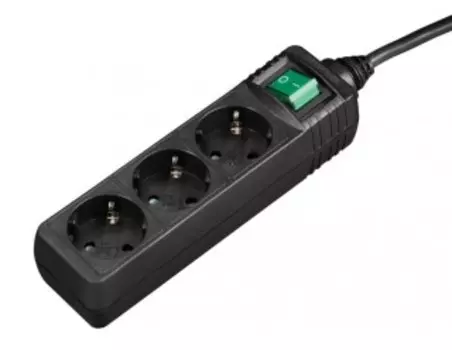 Удлинитель HAMA 00121906 (3м 3 розетки) черный