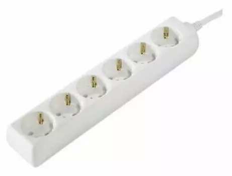 Удлинитель HAMA H-30529 (1.4м 6роз) белый