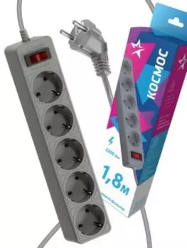 Сетевой фильтр Космос FKsm-1,8m-5g(G) серый