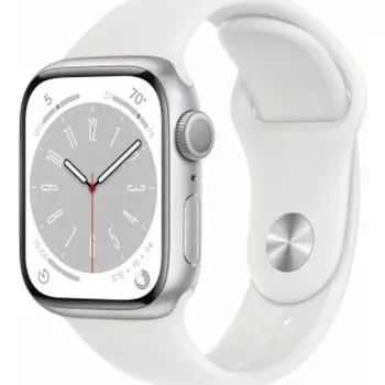 Умные часы Apple Watch Series 8 A2771 45мм серебристый, ремень белый, браслет M/L (MP6Q3LL/A)