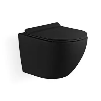 Унитаз Iberica Blanca BILBAO Mini подвесной черный, торнадо, тонкое сиденье дюропласт, soft close (IB.BLM.234.2B2)