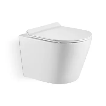 Унитаз Iberica Blanca BURGOS Mini подвесной белый, торнадо, тонкое сиденье дюропласт, soft close (IB.BRM.234.1B1)