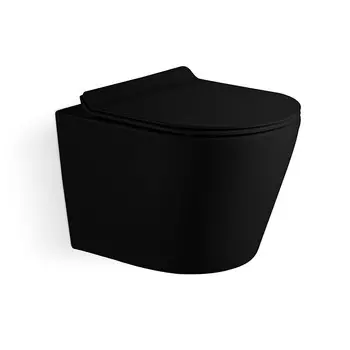 Унитаз Iberica Blanca BURGOS Mini подвесной черный, торнадо, тонкое сиденье дюропласт, soft close (IB.BRM.234.2B2)