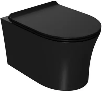 Унитаз Point Вега безободковый, чёрн мат, сид дюропласт, микролифт, быстросъем (PN41711BM)