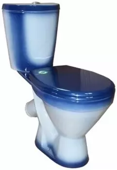 Унитаз Rosa ЭЛЕГАНТ синий (косой вып., нижн. подвод, с арм. и сид.Уклад, креплением (Вн УнС01)