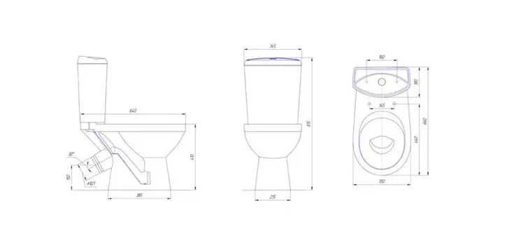 Унитаз Rosa КОМФОРТ + с арматурой, сиденьем, креплением, синий (Вн УнС09)