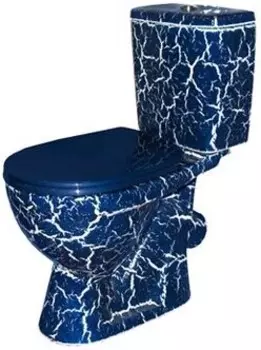 Унитаз Rosa ЛИРА наклон. вып., с арматурой, сиденьем, креплением, синий кракелюр (Вн УнСК10)